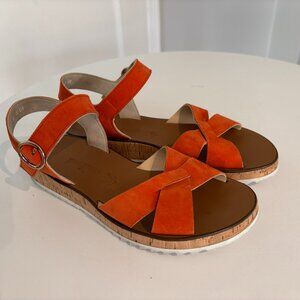 Paul Green Orange Suede Ankle Strap Sandals